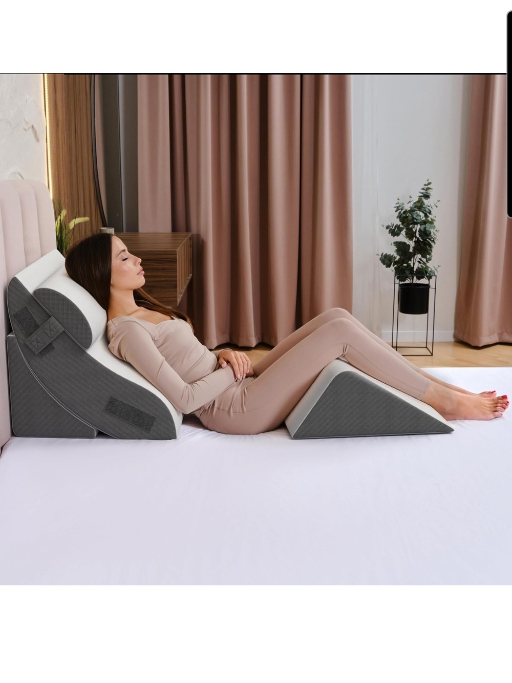 Kolbs 4pc Bed Wedge Pillow Set Memory Foam Acid Reflux Sleep Apnea GERD